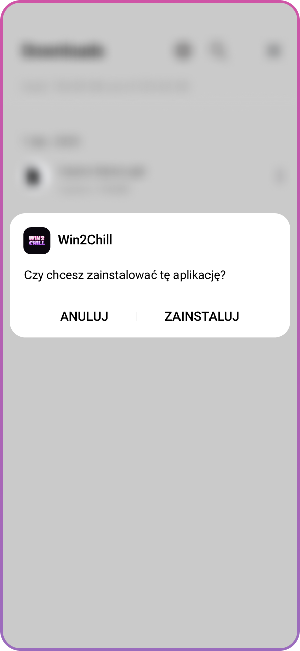 Kliknij przycisk, aby potwierdzić instalację Win2Chill.