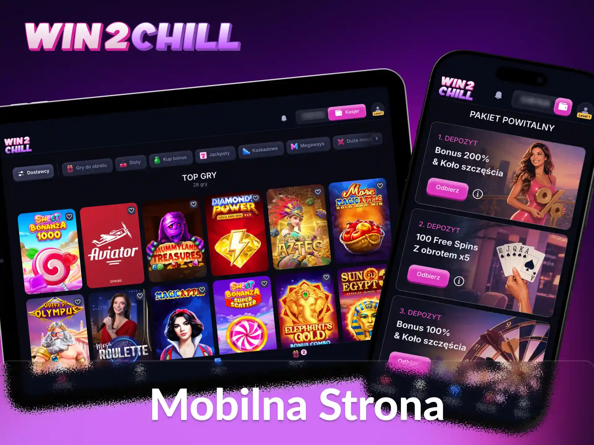 Mobilna wersja Win2Chill działa płynnie na każdym urządzeniu.