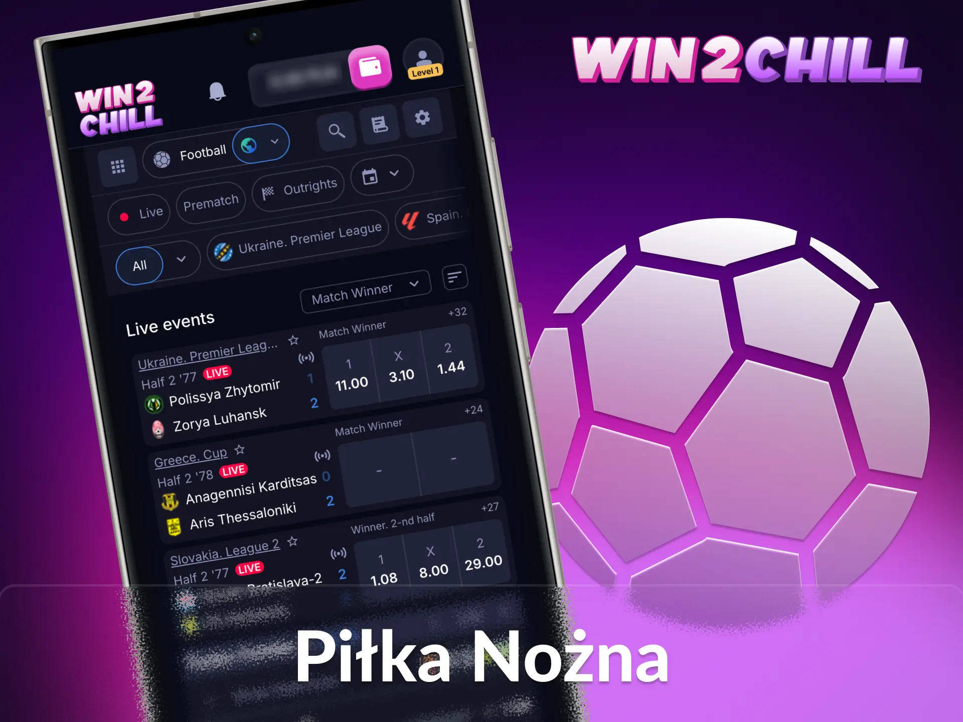 Aplikacja Win2Chill oferuje Ci obstawianie meczów piłki nożnej.