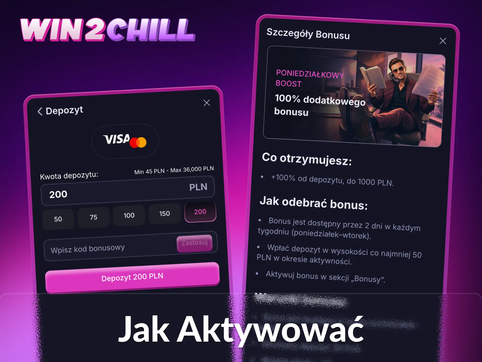 Wykonaj poniższe kroki, aby aktywować bonusy Win2Chill.