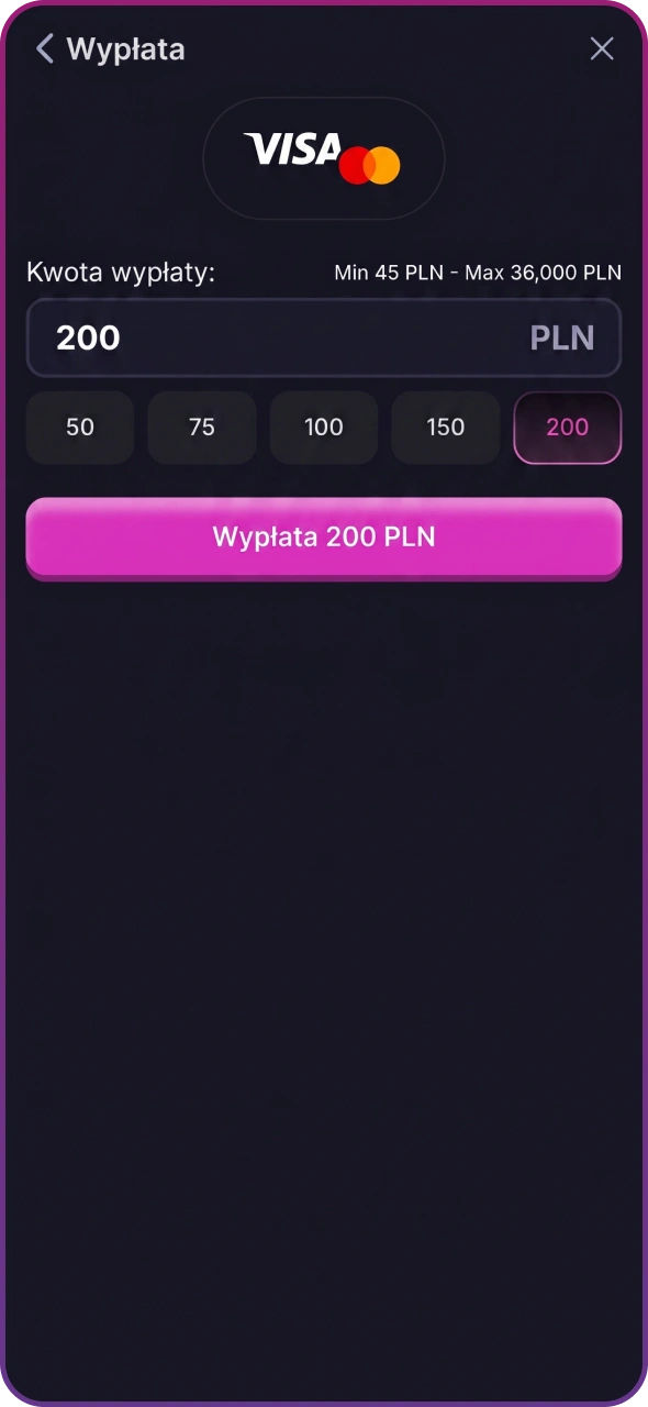 Wprowadź kwotę, którą chcesz wypłacić z Win2Chill.