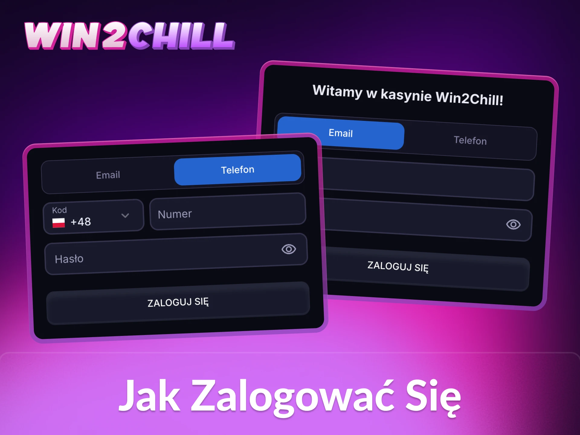 Możesz wybrać metodę logowania się na swoje konto Win2Chill.