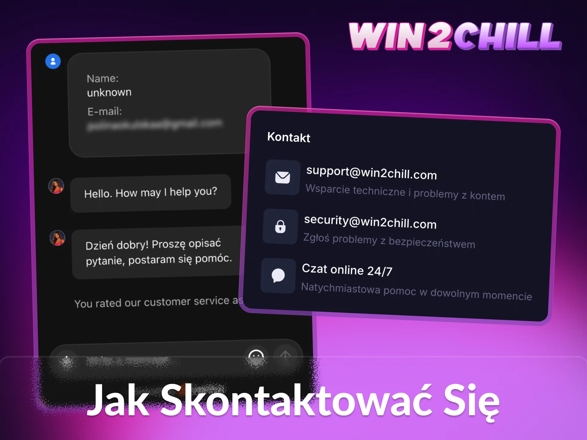 Kliknij przycisk czatu na żywo na platformie Win2Chill.